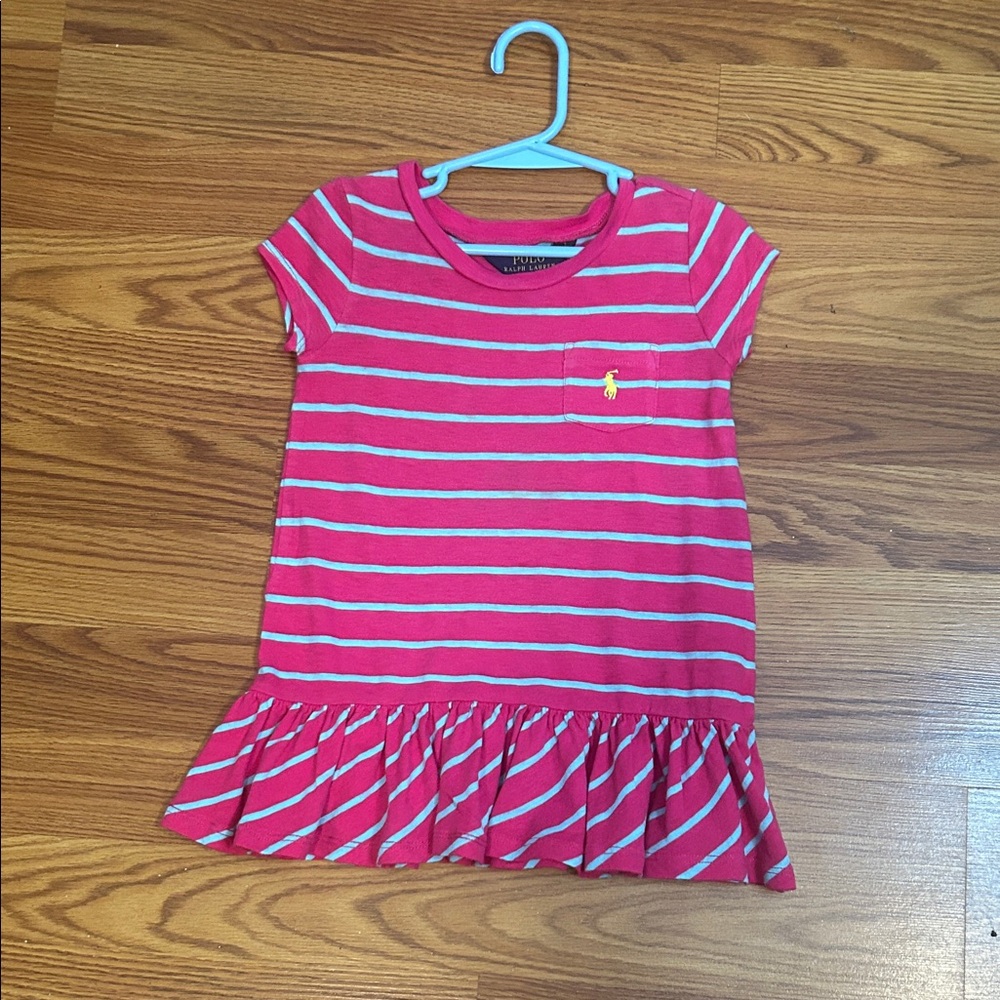 Ralph Lauren Polo - Fuchsia Pink and Blue Striped Toddler Dress - 2/2T